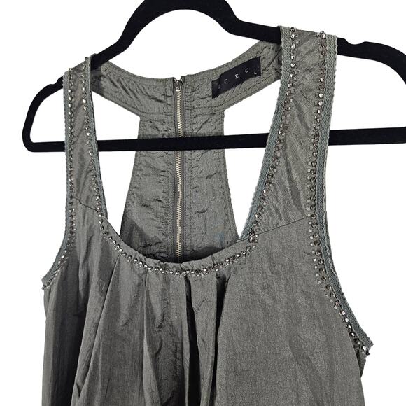TCEC Womens Dress Size Large Pewter/Gray/Green Shimmery Beading Racer Back - Picture 3 of 9